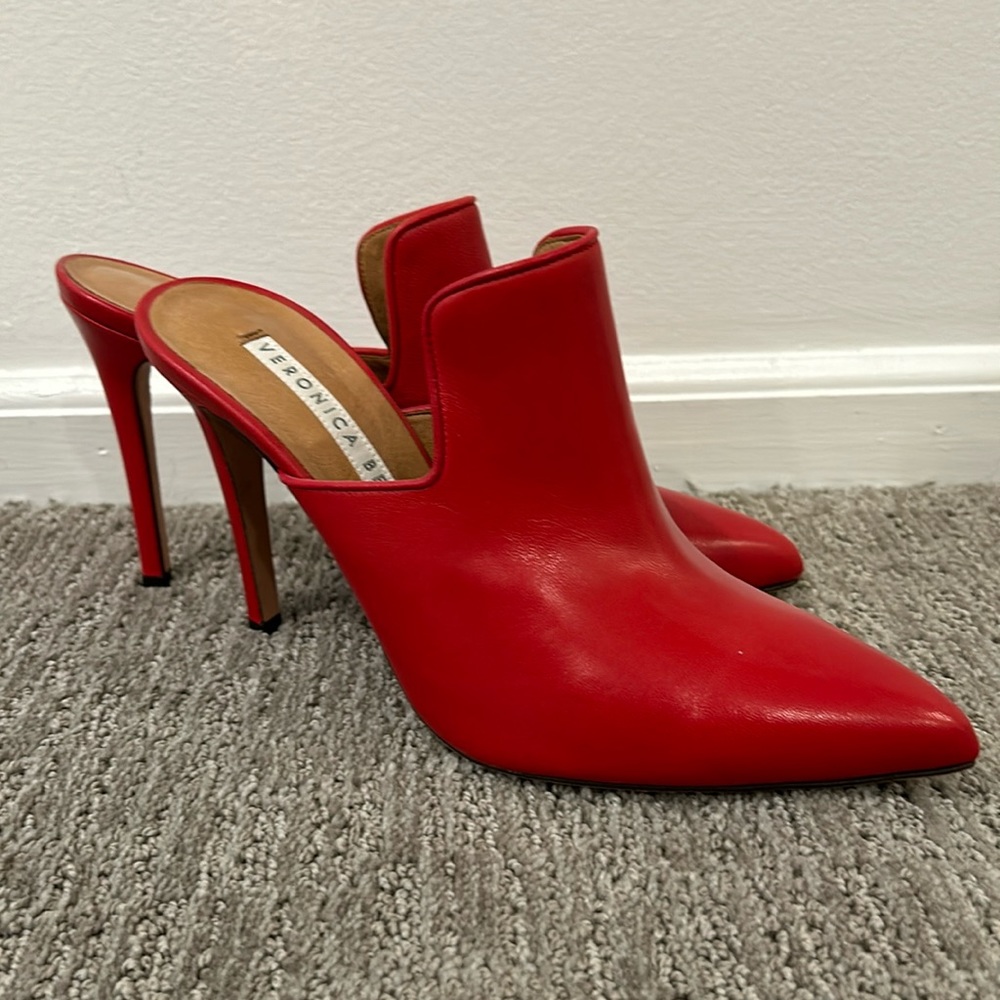 Veronica beard red mules